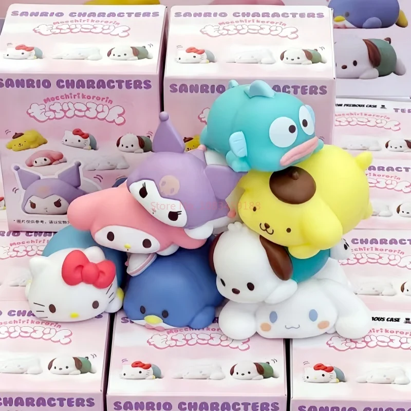 Gorąca sprzedaż Sanrio Mocchirikororin Series Blind Box Cute Anime Action Figure Niespodzianka Tajemnicze pudełko Model kolekcjonerski Dekoracja biurka Prezent