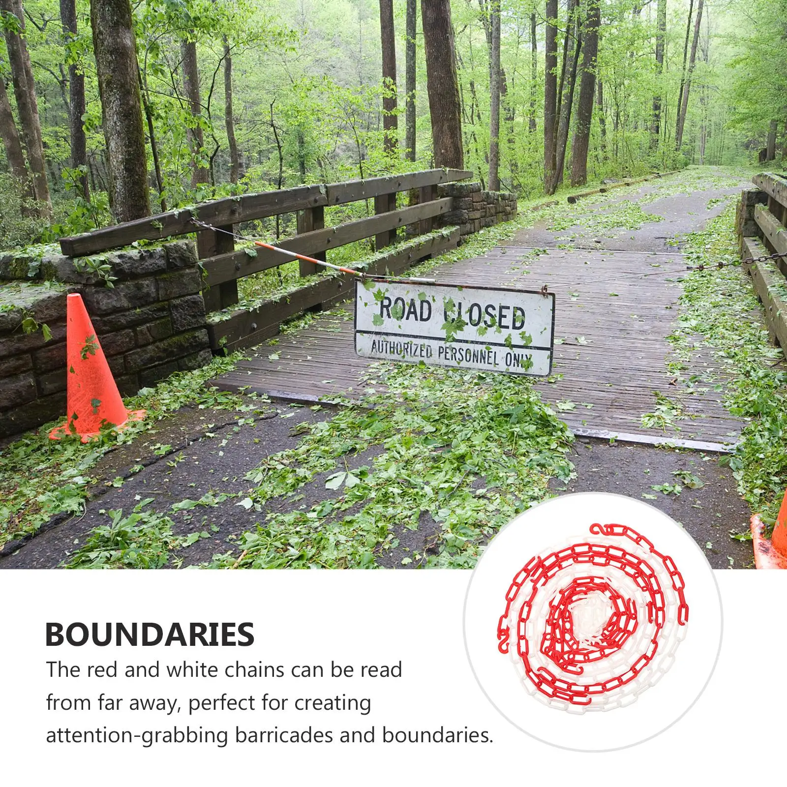 Plastic Safety Chain Road Cone Crowd Control Traffic Barrier Caution Security Chain Red White PP Material Lightweight