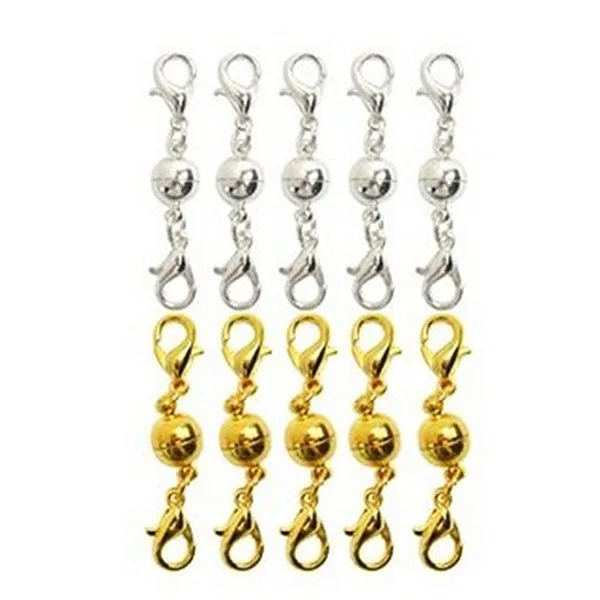 

10 Pcs Magnetic Clasps Shiny Silver Gold Ball Tone Lobster Hooks for Necklace Bracelet Jewelry Making Accessories
