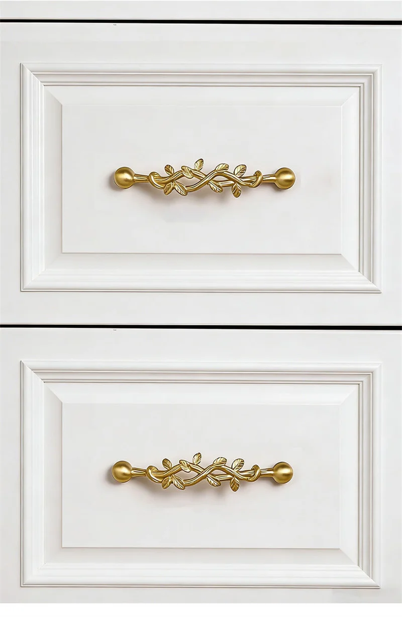 American Retro Vine Closet Pull Handle Brass Drawer Knob Kitchen Cabinet Door Wardrobe Cupboard Handles For Furniture Pulls Diy