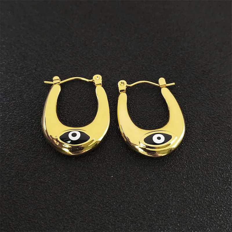 Brincos de argola vintage Turquia para mulheres, aço inoxidável, cor dourada, grego, joias da moda, presente amizade