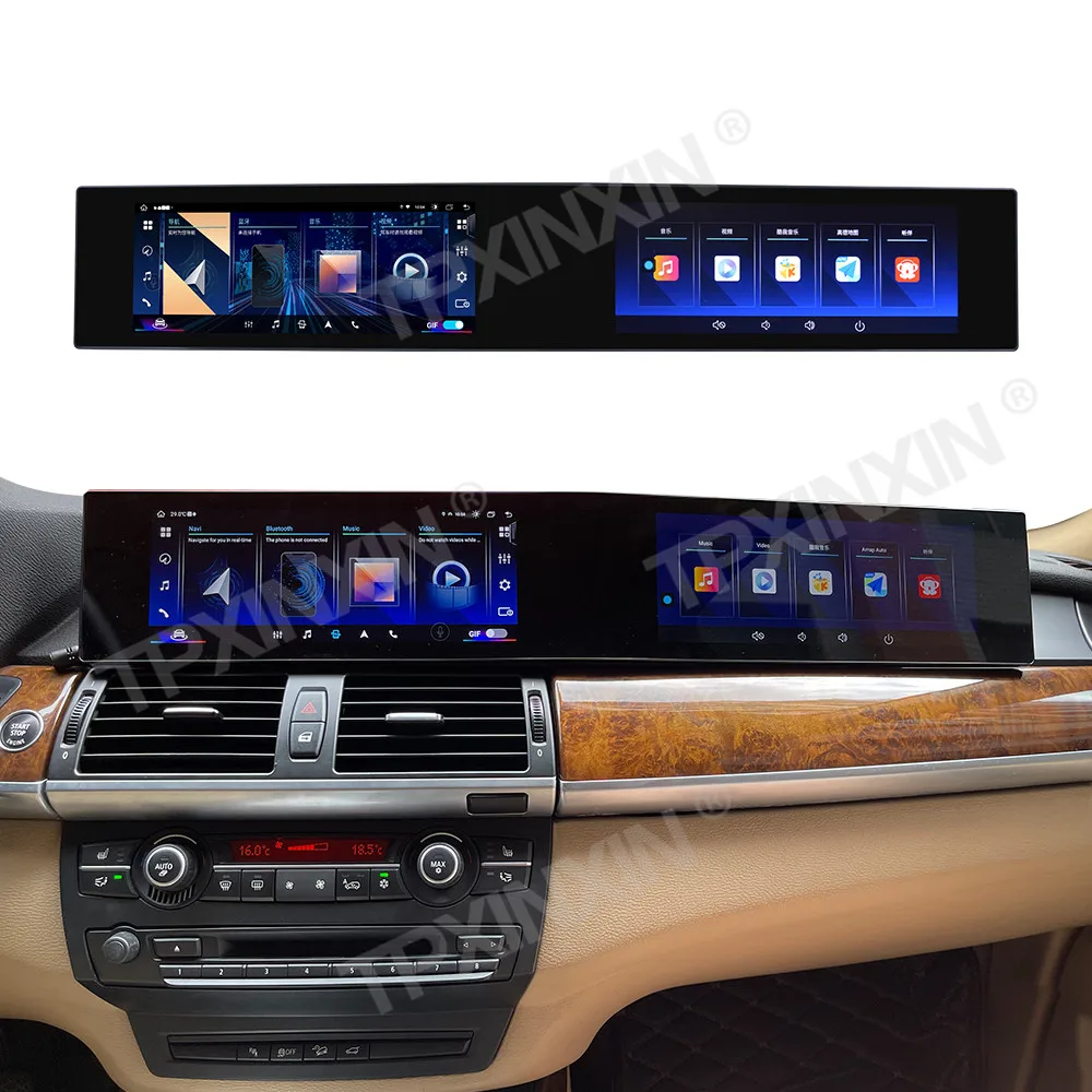 

12.3 Inch Dual QLED Screen Android 13 For BMW X5 X6 E70 E71 2007-2013 CIC Car Radio CarPlay GPS Navi Multimedia Player Heat Unit