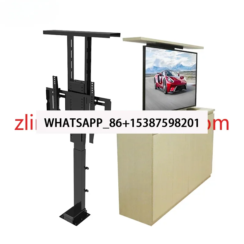 Motorized Hidden TV Cabinet Lift Electrically Height-Adjustable TV Bracket for Installation 32-70 Inches with Remote Control