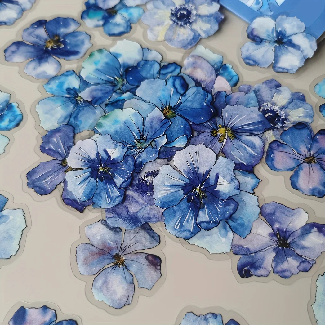 50pcs/pack Vintage Watercolor Flower Plant Stickers DIY Diary Decorative Scrapbook Album Crafts label Stickers