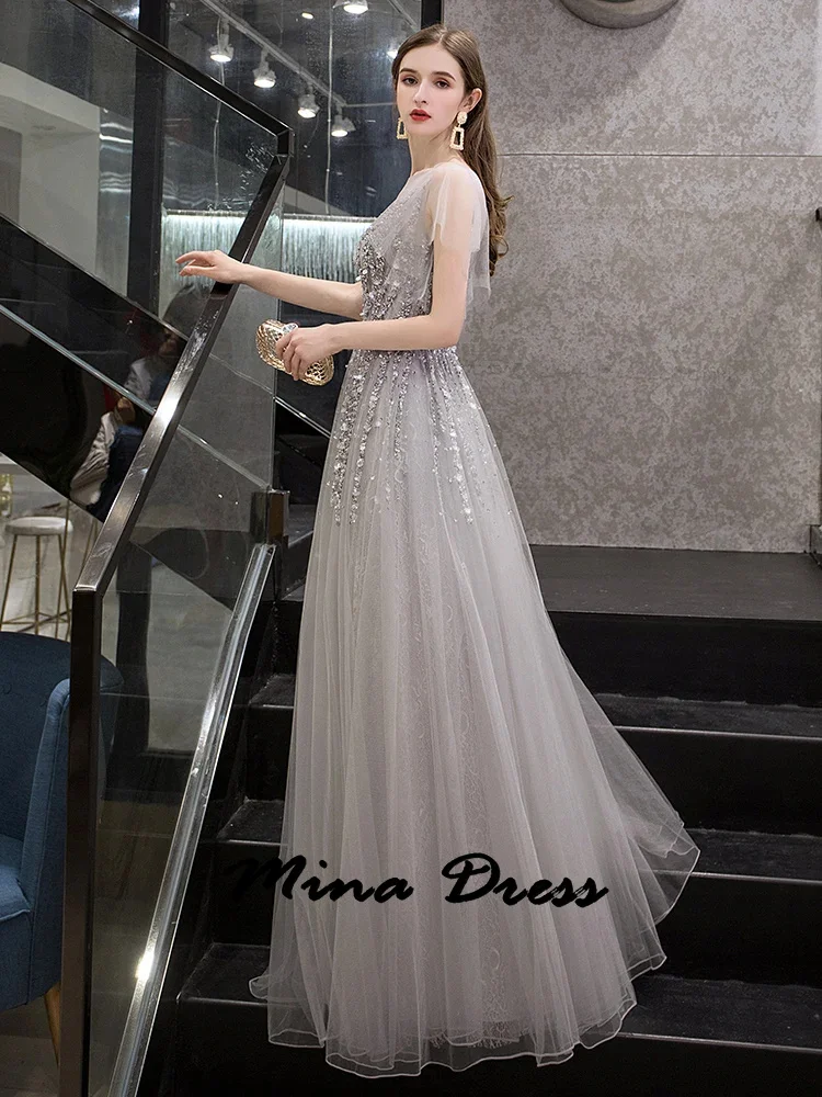 Mina Customized Short Sleeves Elegant Party Dresses 2024 for Wedding Dresses for Formal Occasions Lace Ball Gowns Embroidery