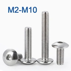 304 Stainless Steel (A2-70) Hex Socket Screws Mushroom Head Hexagon Socket Button Head Bolt M2 M2.5 M3 M4 M5 M6 M8 M10