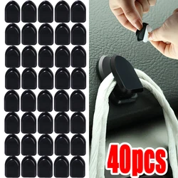 Mini Car Hooks Black Plastic Self Adhesive Invisible Hooks for USB Cable Headphones Key Bag Locker Automotive Storage Accessory