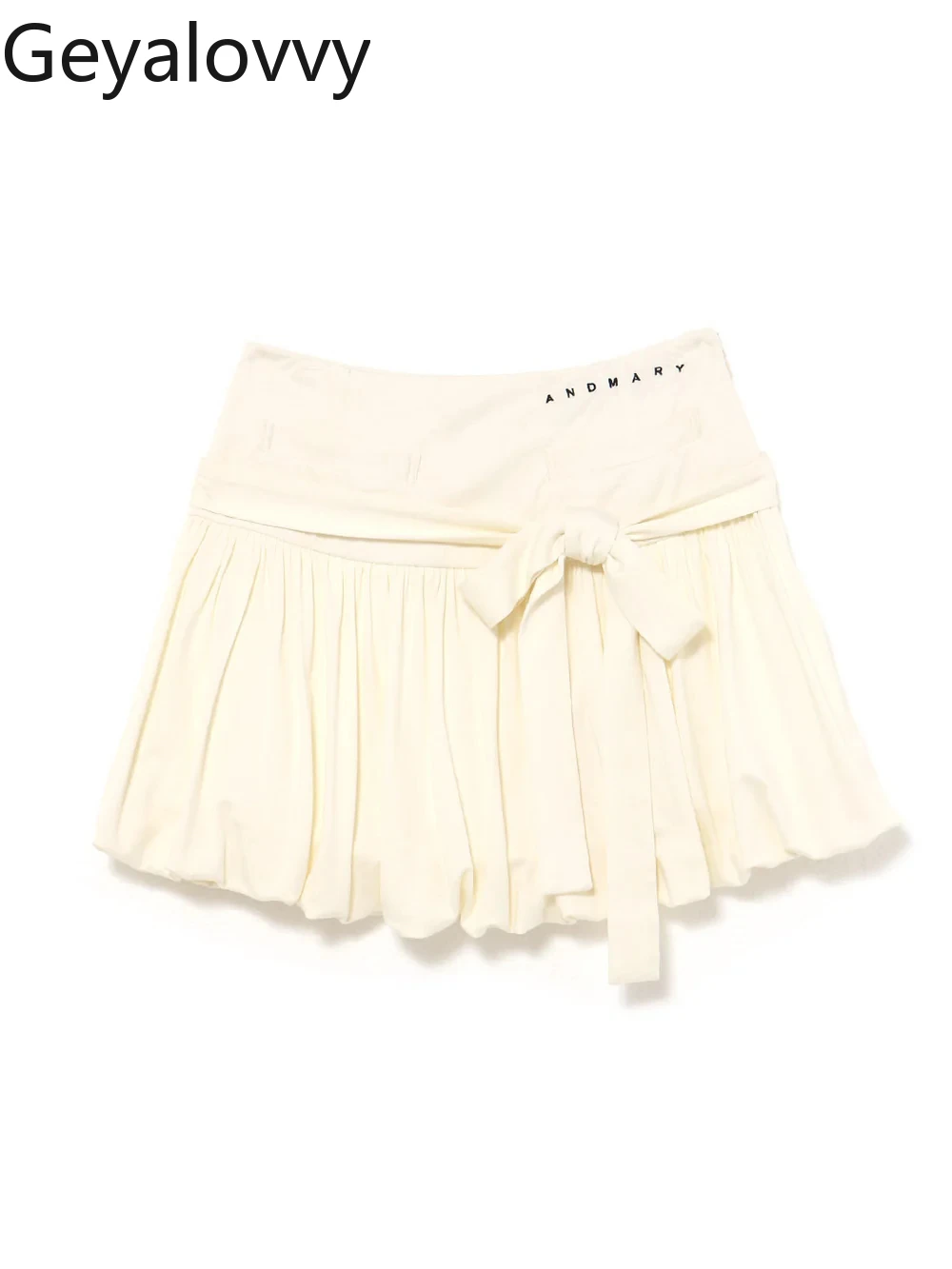 

Summer Autumn New Japanese Style Draped High Waist Skirt Femme Letter Embroidery Flower Bud Bow Tie Short Skirts for Women
