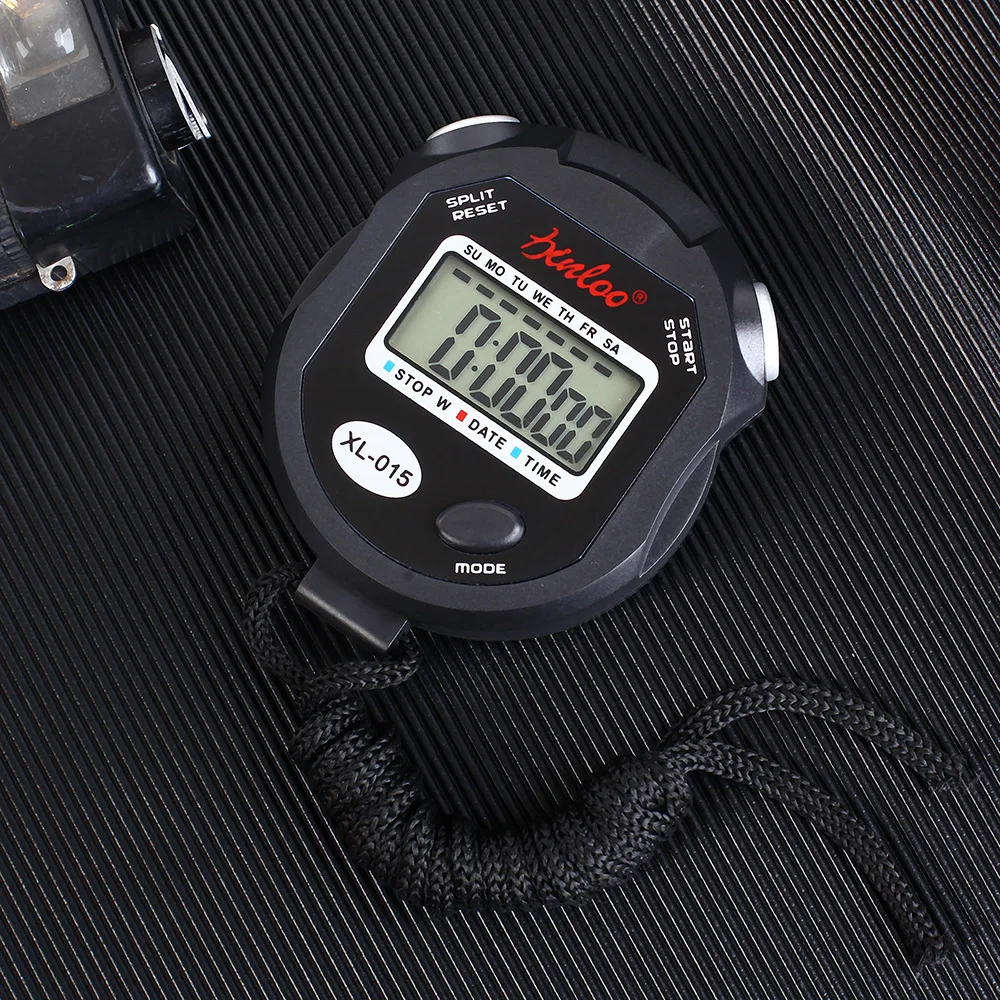 XL-015 المهنية الرياضة توقيت ساعة توقيت إلكترونية صغيرة Lcd 1 صف ساعة توقف رقمية لمدرب الكرونومتر السباحة الجري