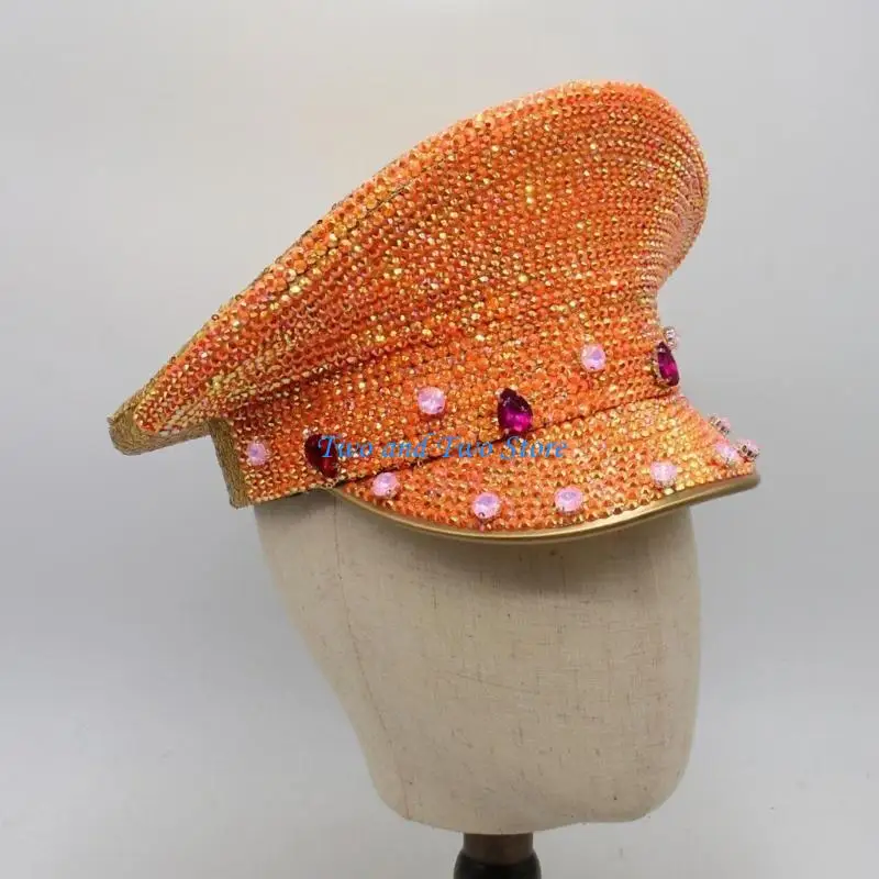 قبعة الكابتن HX6F اللامعة بأحجار الراين اللامعة من الكريستال للمهرجانات الموسيقية #2