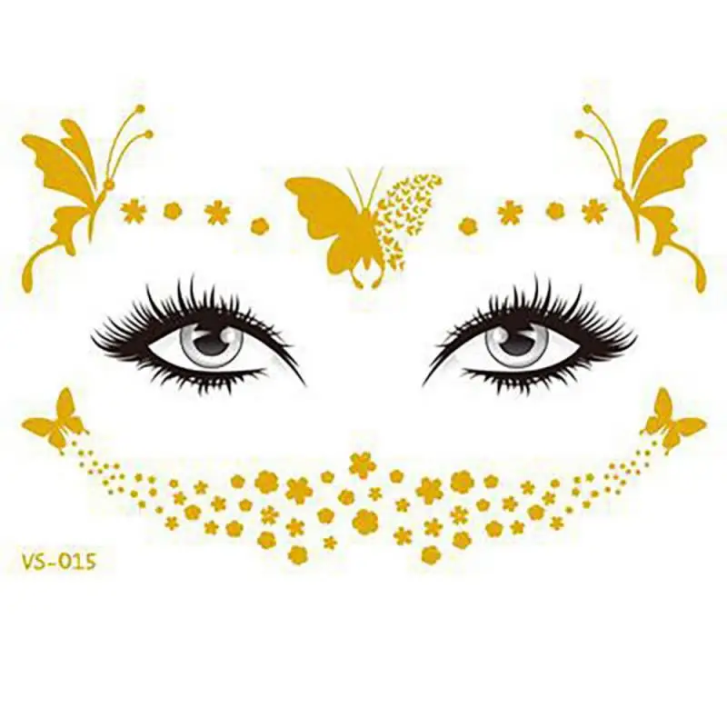 1 ~ 20 قطعة من ملصقات الوشم اللامعة وشم الوجه فلاش ذهبي وفضي وشم مؤقت للوجه وشم معدني مصري مقاوم للماء