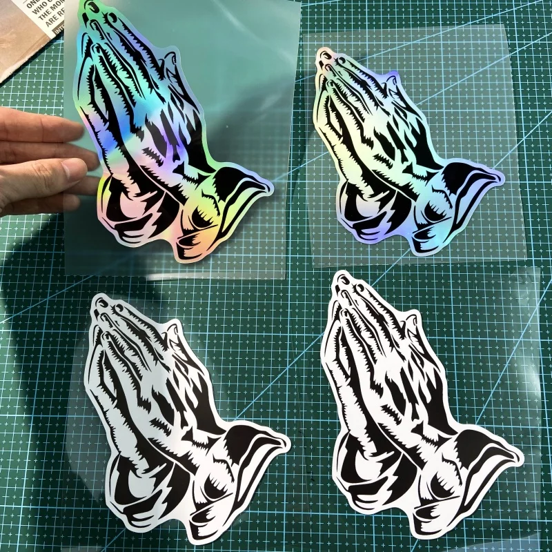 

Prayer Gesture Waterproof Vinyl Stickers Motorcycle Scooter Fairing Helmet Fuel Tank Decor Decals