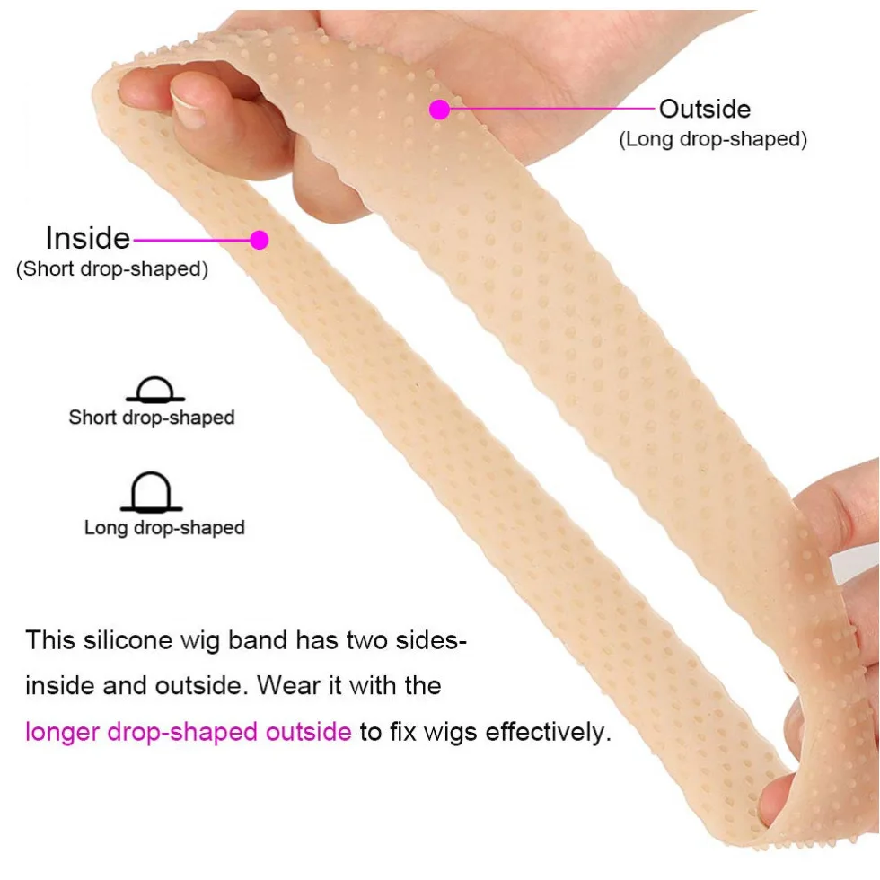 1 x nahtloses, rutschfestes Silikon-Perücken-Haarband mit dehnbarer Silikon-Perückenkappe für Perücke und Sport, Yoga