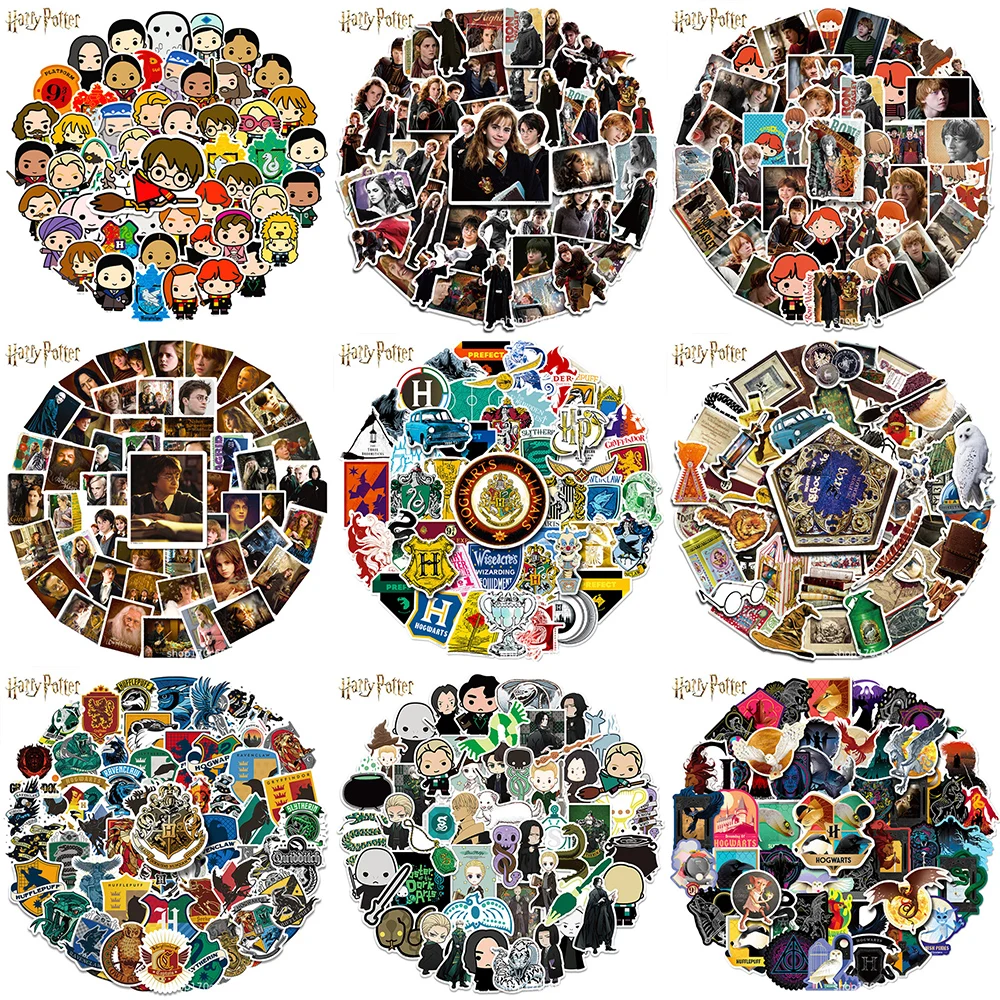50 pegatinas originales de Harry Potter, pegatinas impermeables de Hogwarts para álbumes de recortes, portátiles, tazas, guitarras, patines, decoración, juguetes, regalos