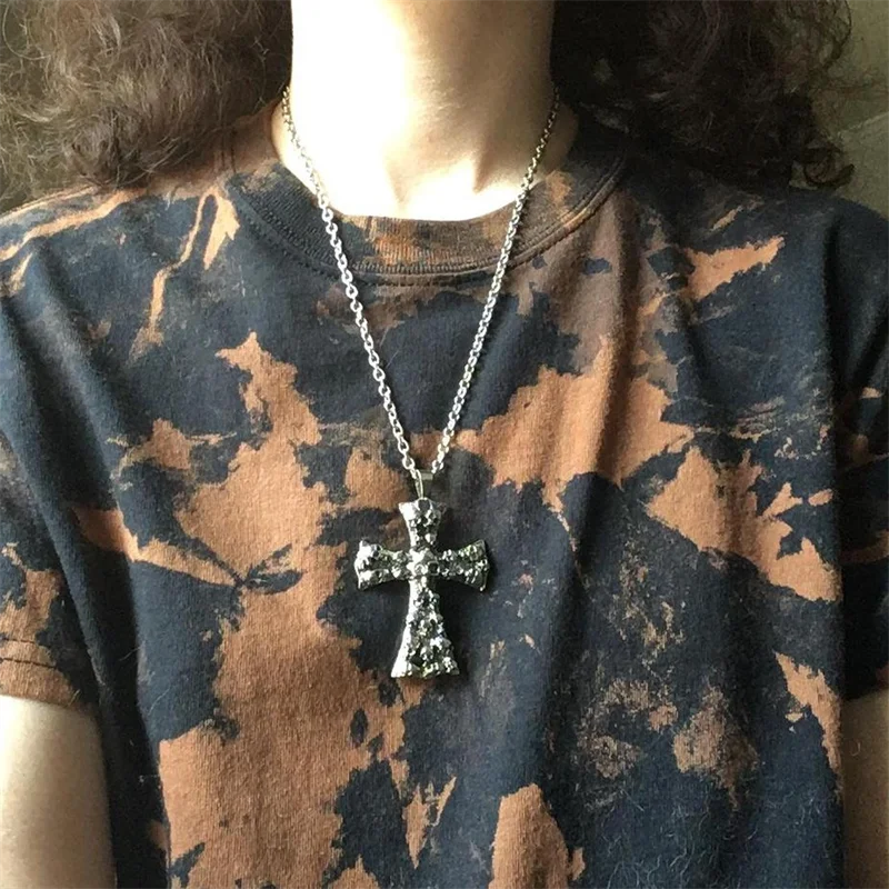 قلادة جمجمة وصليب / قلادة قوطية مع صليب فاسق كبير وقلادة جمجمة هيكل عظمي #1