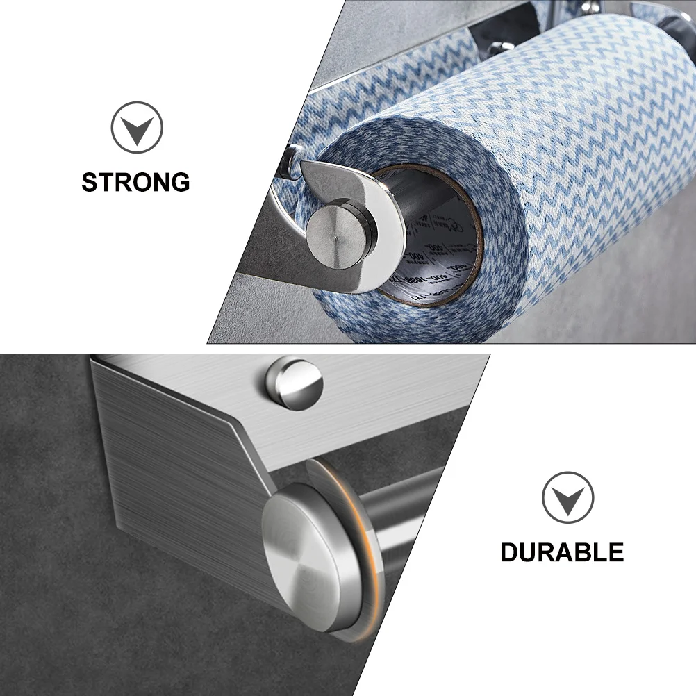 

1Pcs Stainless Steel Towel Rack Wall-Mounted Roll Paper Holder Storage Shelf Bathroom Tissue Hanger Dual-Purpose No Punch