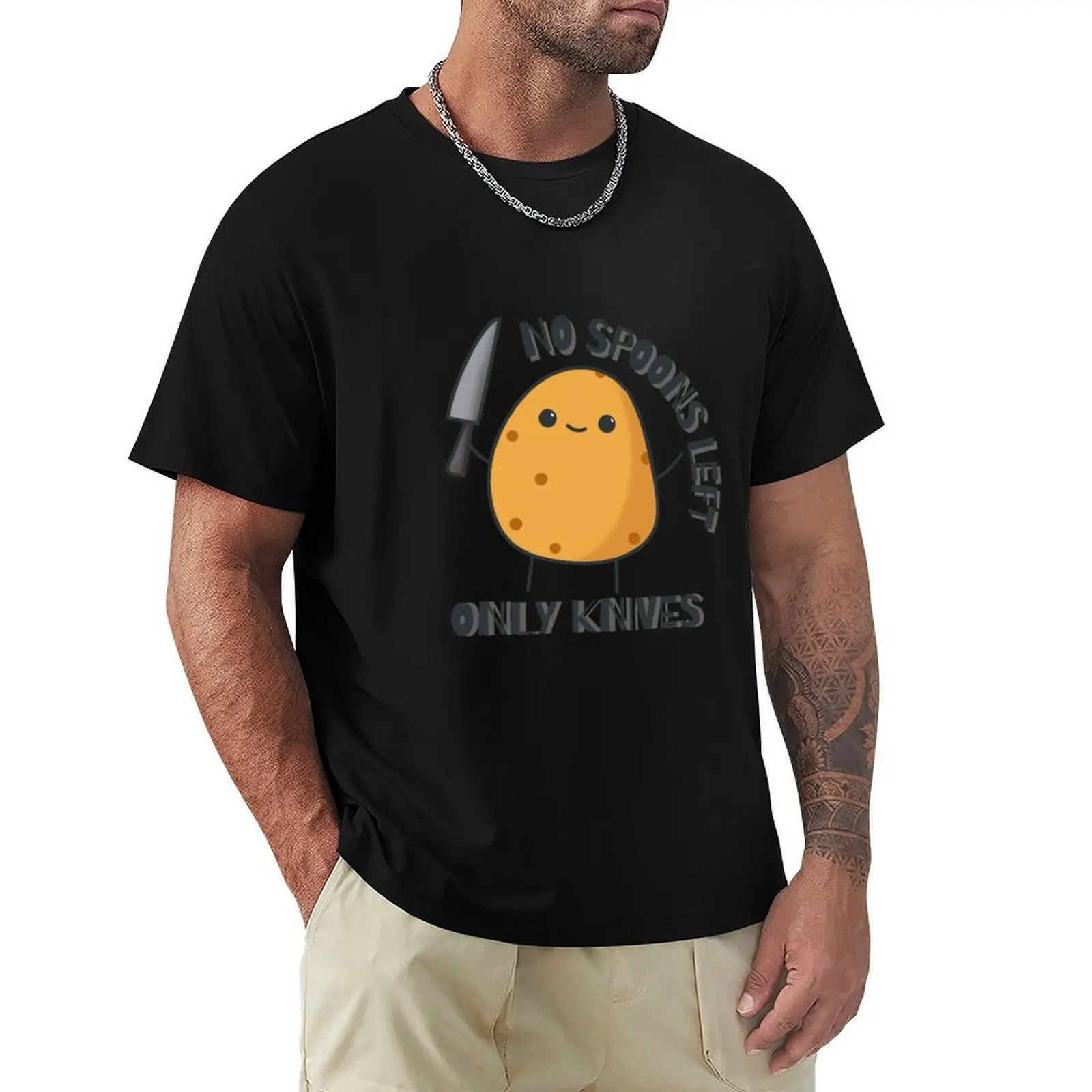 

no spoons left only knives T-Shirt graphic t shirts hippie clothes oversized mens t shirts top quality
