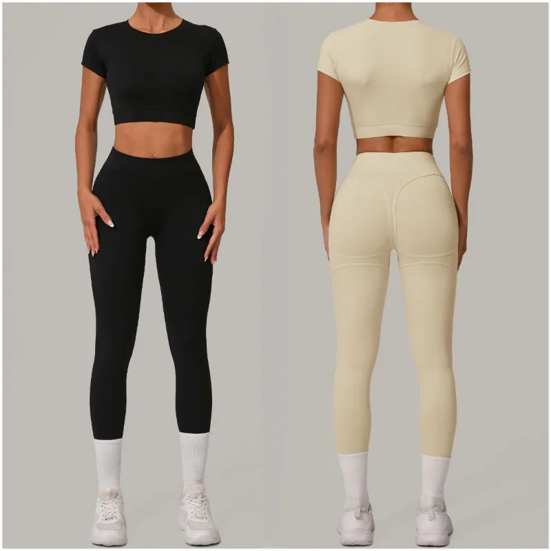 

Женский бесшовный комплект для йоги с высокой талией, подтягивающий живот, тренировочный костюм для бега в тренажерном зале, плотный матовый спортивный комплект для фитнеса