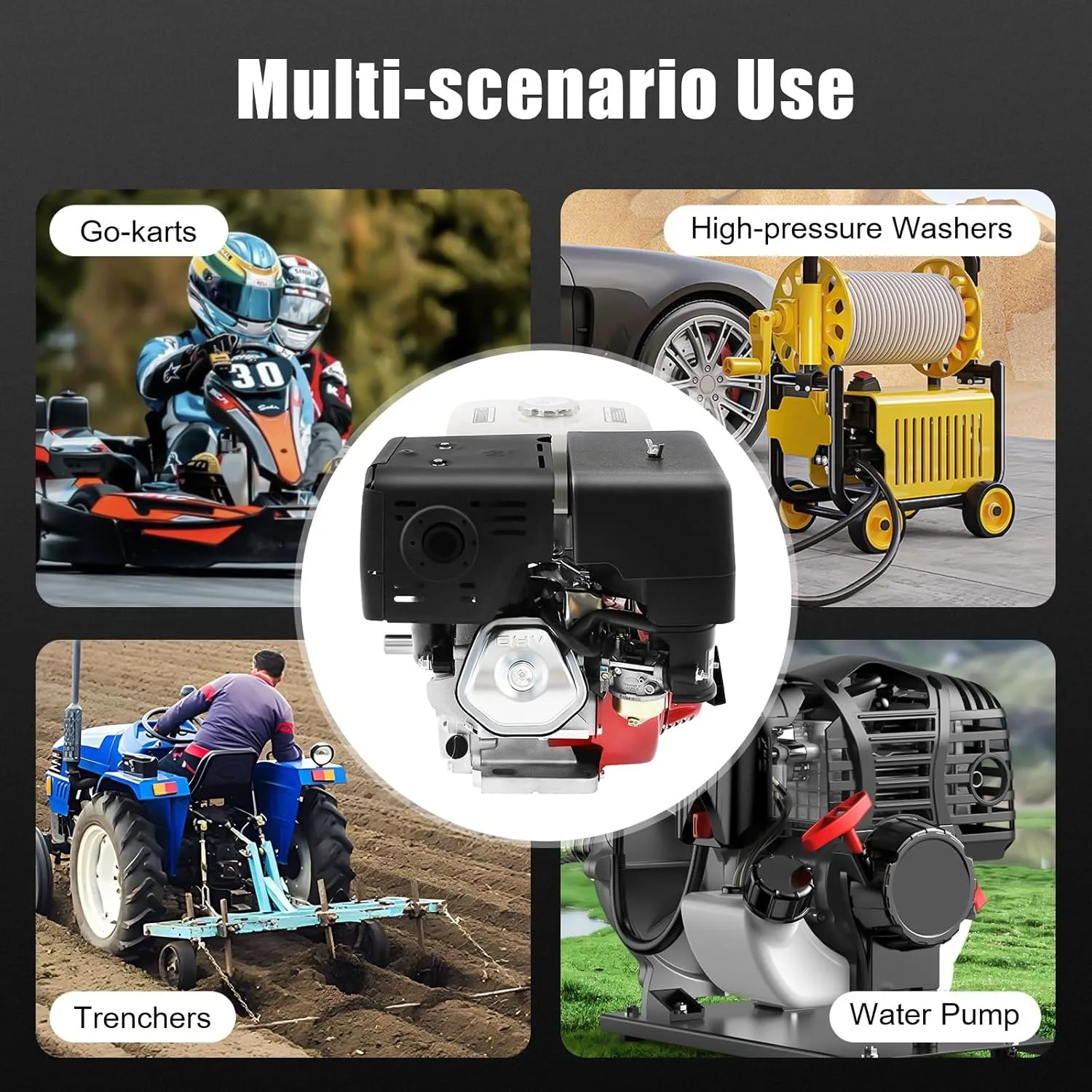 محرك غاز رباعي الأشواط 15 حصان، محرك بنزين 420CC محرك OHV محرك أولين محرك غاز أفقي سحب بداية محرك كارت يعمل بالغاز #5