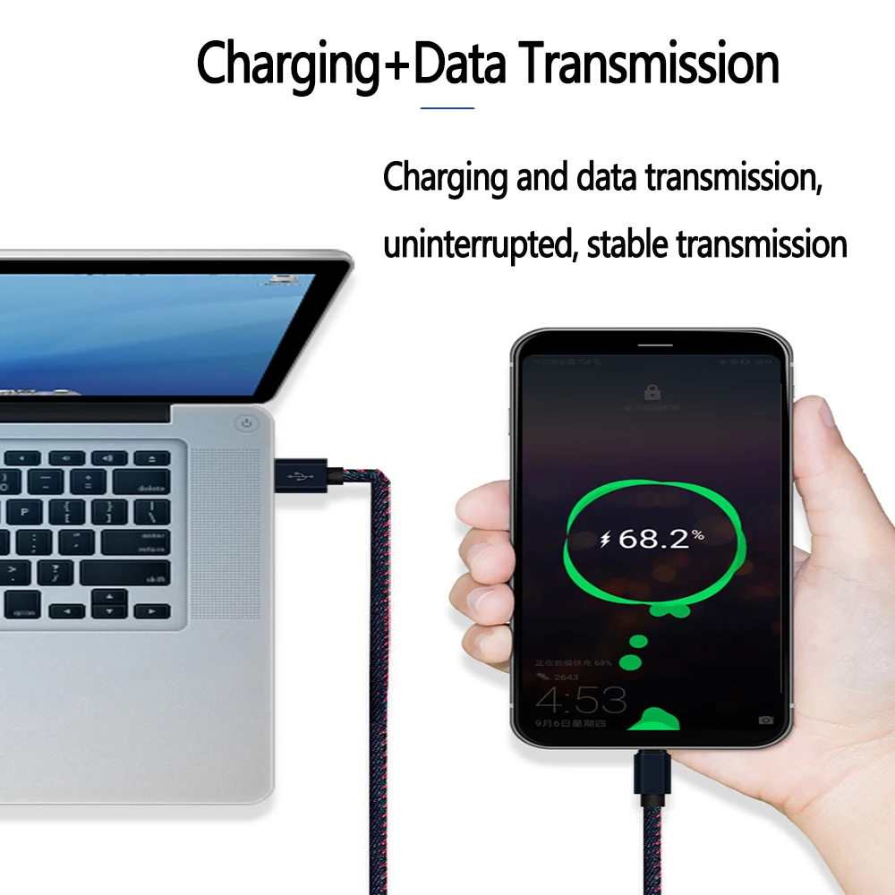 USB A To Type C Denim Data Cable Suitable For Android Samsung HuaWei Type C Fast Charging Cable USB C Mobile Phone Charging 1M image 5