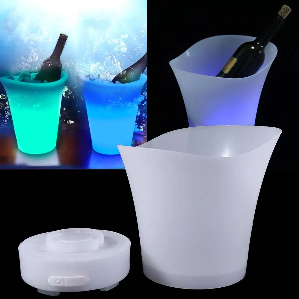 

5L 7L LED Ice Bucket Colorful Radiant Barware Wine Champagne Beer Cooler with Bluetooth speaker Plastic Light Up Ice Cube KTV