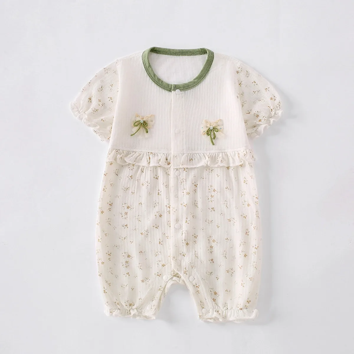 2026 New Baby Boy Girl Bamboo Cotton Breathable Jumpsuit 6-18M Newborns Summer Lightweight Short Bodysuit Infant Comfort Onesie