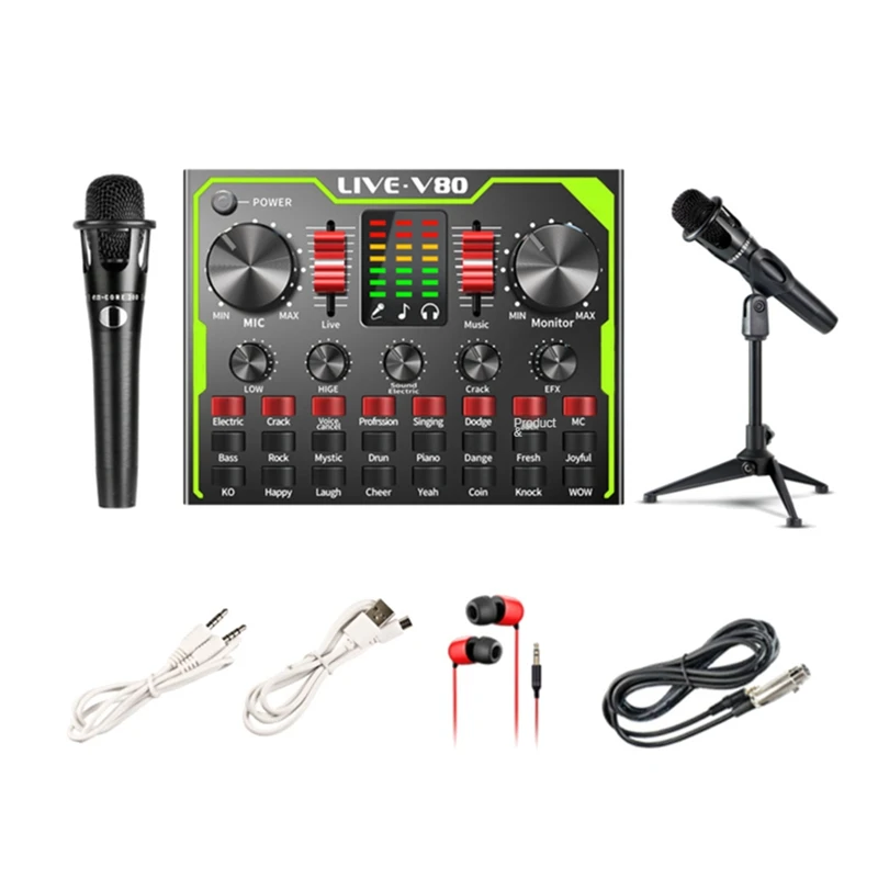 

E300 Microphone Wireless Bluetooth For Live Streaming V80 Sound Card Professional Studio Condenser Microphone