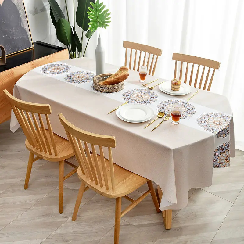 Oval Tablecloth Waterproof, Oil Proof, Hot Proof, Wash Free Nordic Style I Rectangular PVC Table Mat Tea Table Cloth