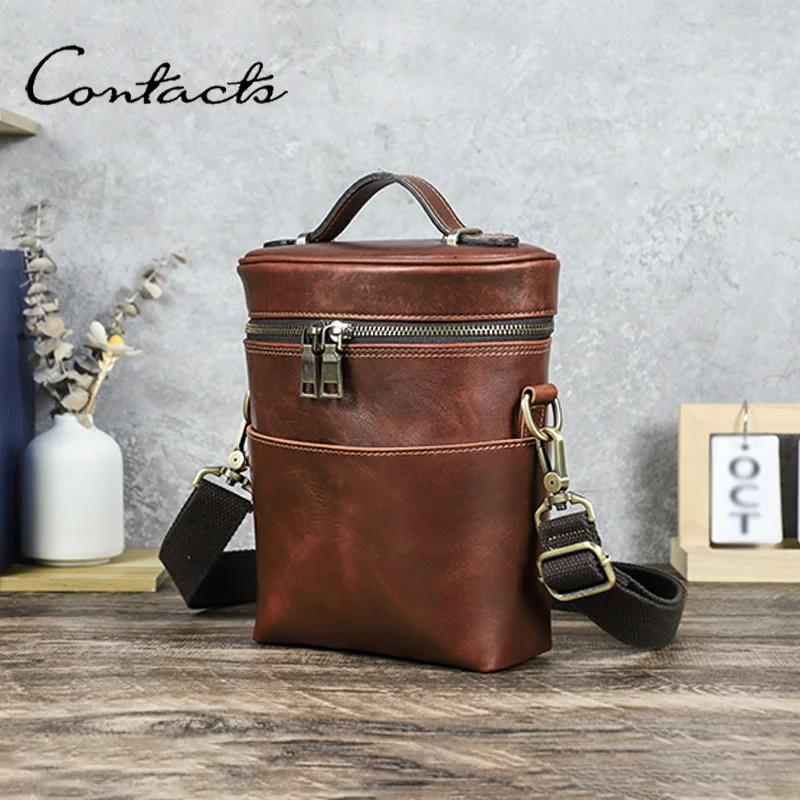 

Мужская поясная сумка CONTACT'S из натуральной кожи, винтажная, с регулируемой застежкой, через плечо, для повседневного использования, путешествий, подарок