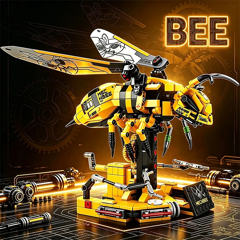 Tech Bee Building Block Insect Building Block Double Sided Bee Model Boy Gift Building Block Construction Toy Kids Birthday Gift