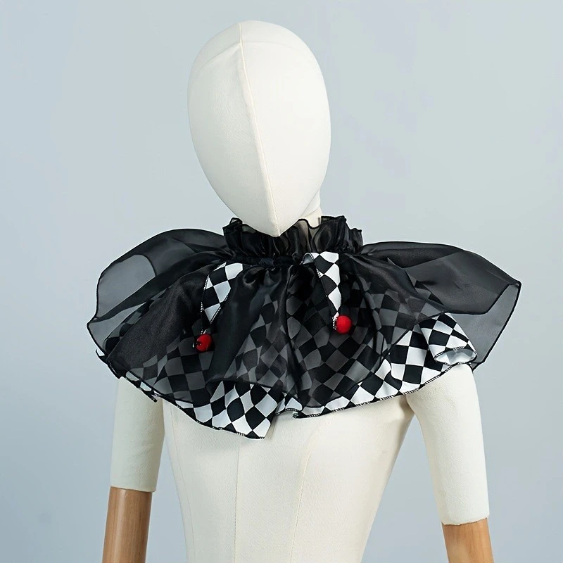Halloween Clown Ruffle Detachable Collar Mesh Layered Neck Ruff Cape Decorativa Shawl False Collar Cosplay Costume Accessories