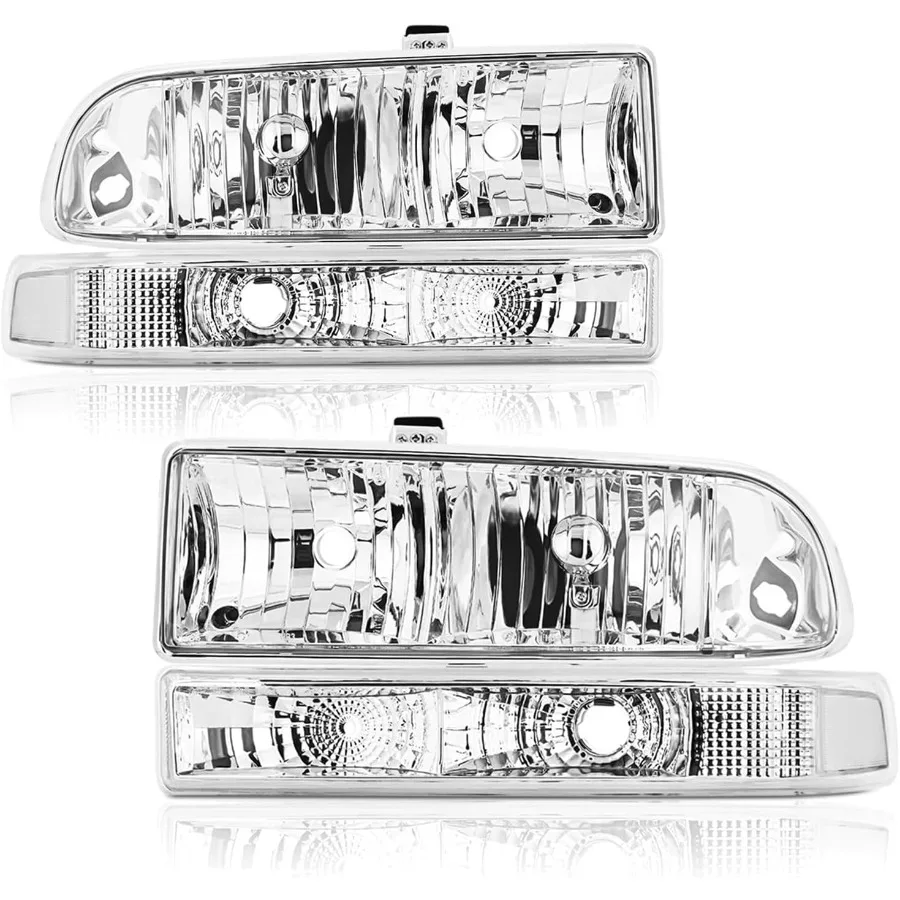 

Фара в сборе, совместимая с Chevy Blazer 19982005 годов и пикапами S10, комплект из 4 предметов с хромированным корпусом и прозрачным углом