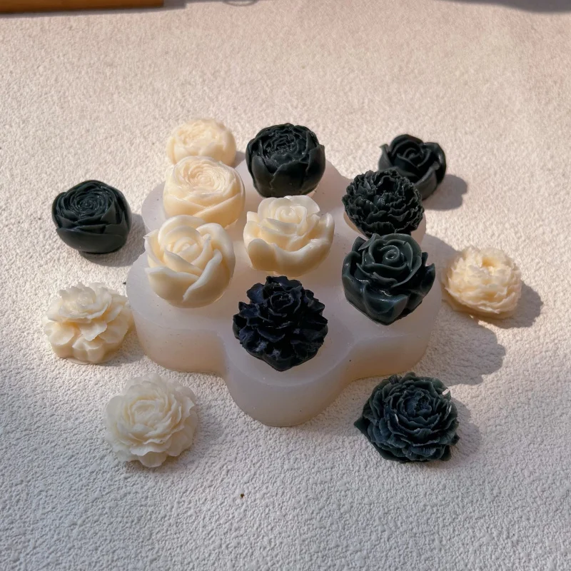 7 Flower Peony Rose Candle Silicone Mold7 Peony Rose Cake Chocolate Dessert Mold