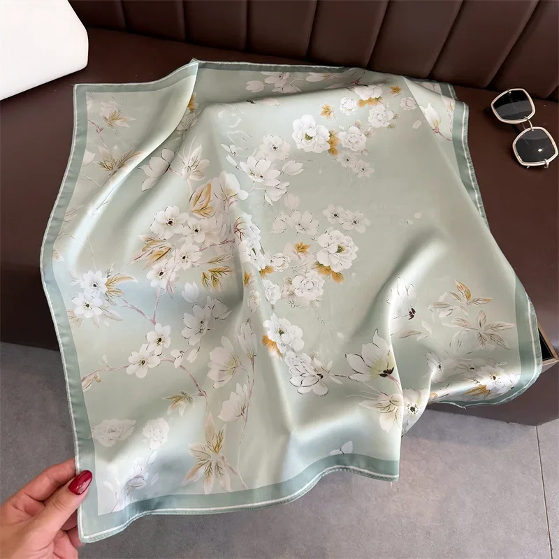 Nowa Jedwabna Apaszka Szal Damski Jedwabny Kwadratowy Szalik Torebka Luksusowe Szaliki dla Kobiet Designerska Jedwabna Chusta na Głowę Bandana