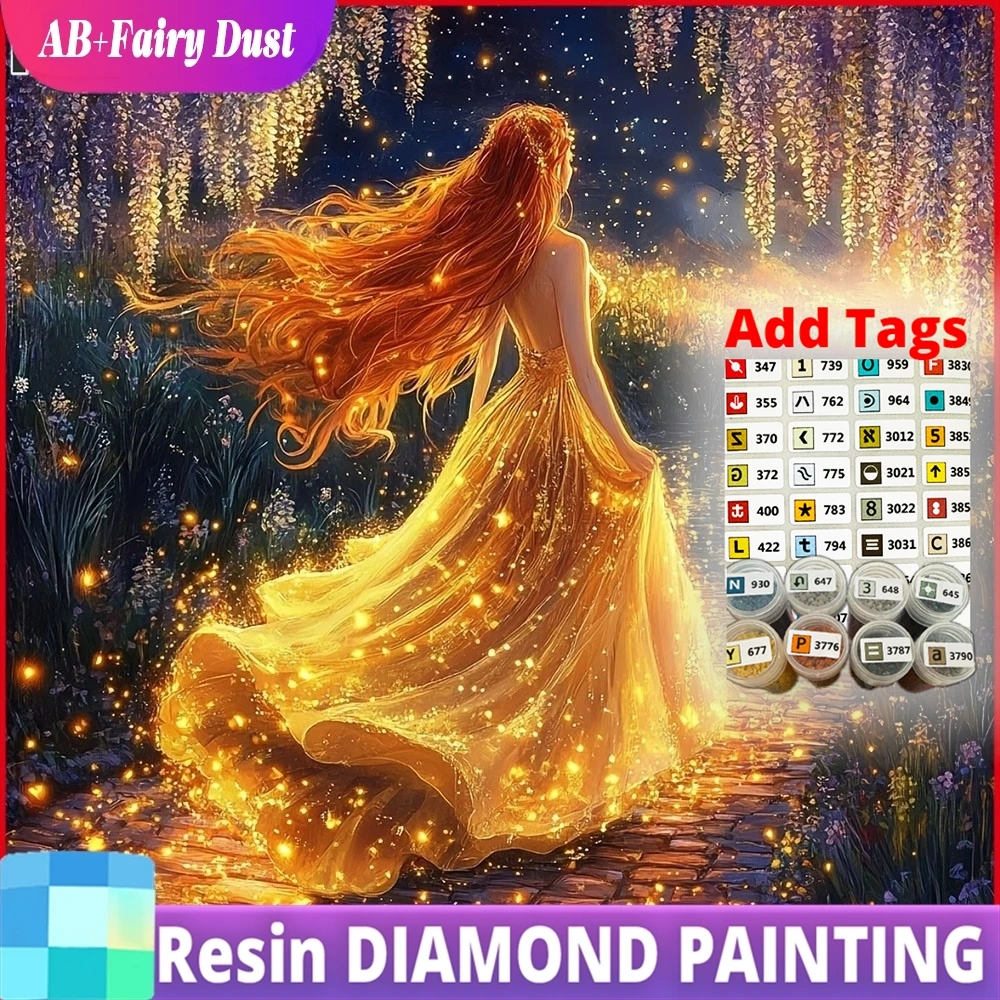 Resin AB Feenstaub 5D DIY Diamantmalerei Prinzessin Blume Diamantmosaik Porträt Landschaftskunst Dekorative Gemälde