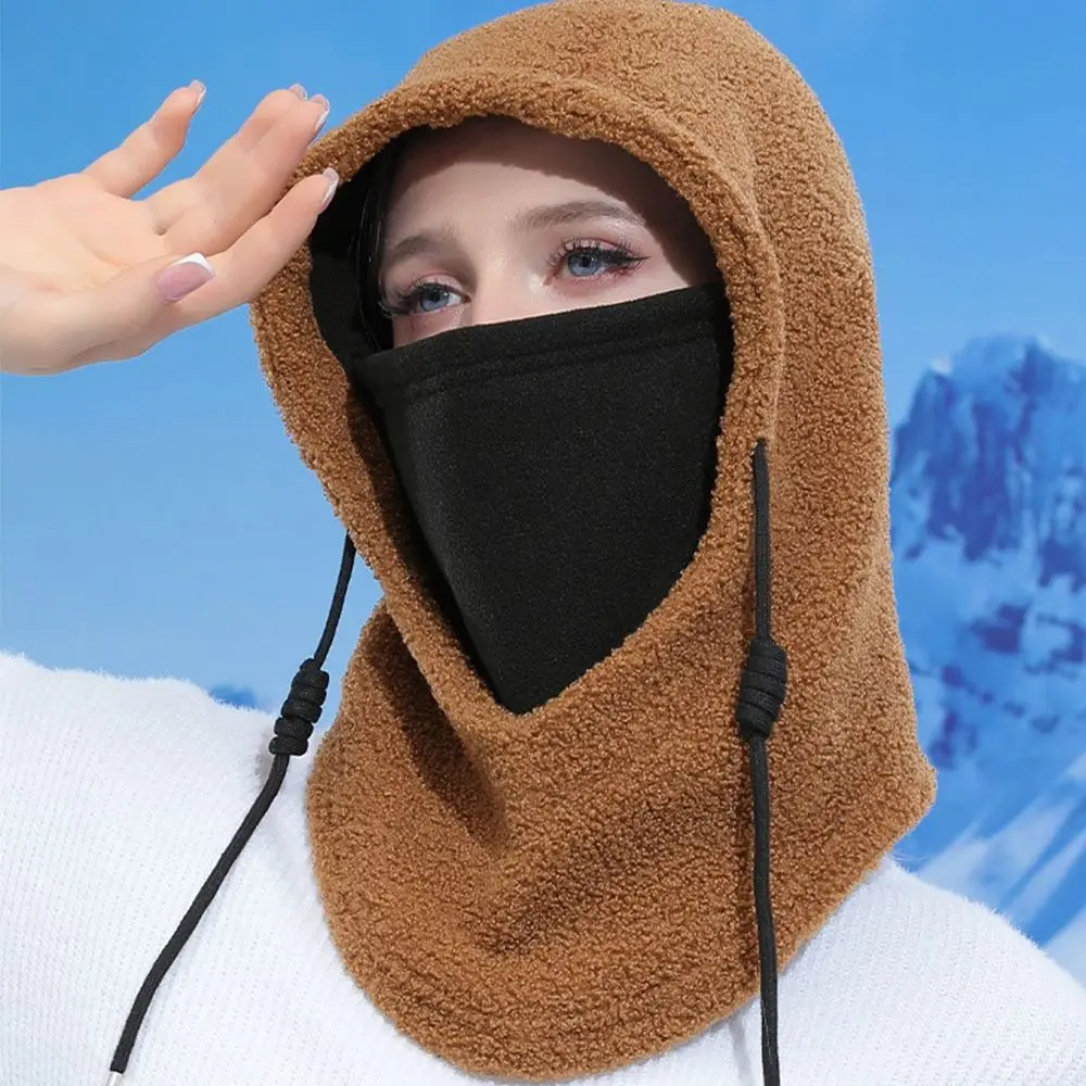 Fashion Windproof. Winter Riding Mask Cold Warm Thickened Thermal Fleece Balaclava Scarf Hood Motorcycle Thermal Cap Women