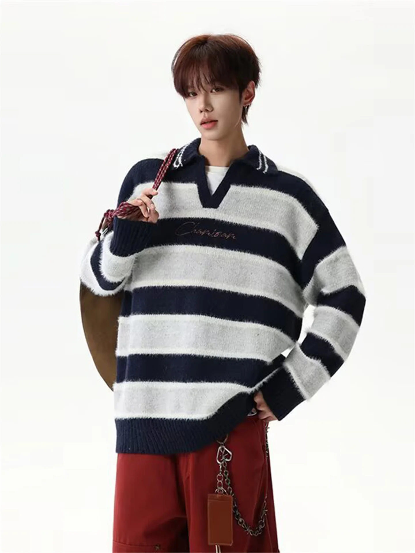 

Color Blo Ne Knitwear Thiened Loose Fit Men's Inner Wear Spring Autumn Winter Casual Sle Youthful Knitted Sweater