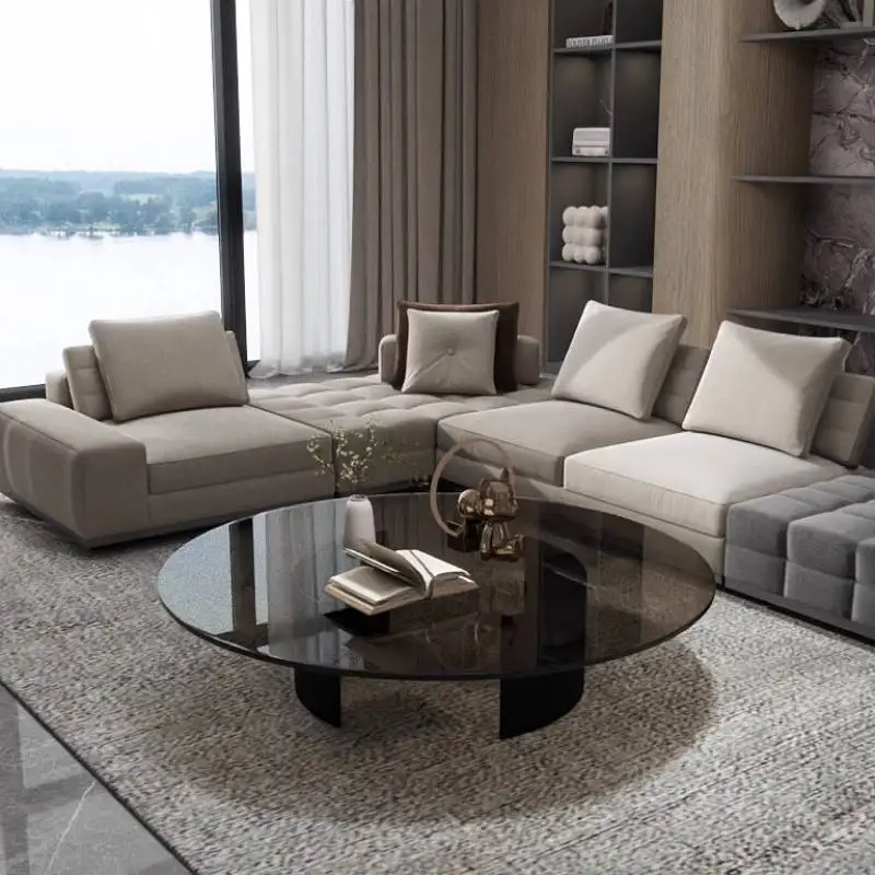 Luxury Gray Coffee Table Glass Marble Modern Luxury Coffee Table Minimalist Space Saving Meuble Salon Living Room Furniture