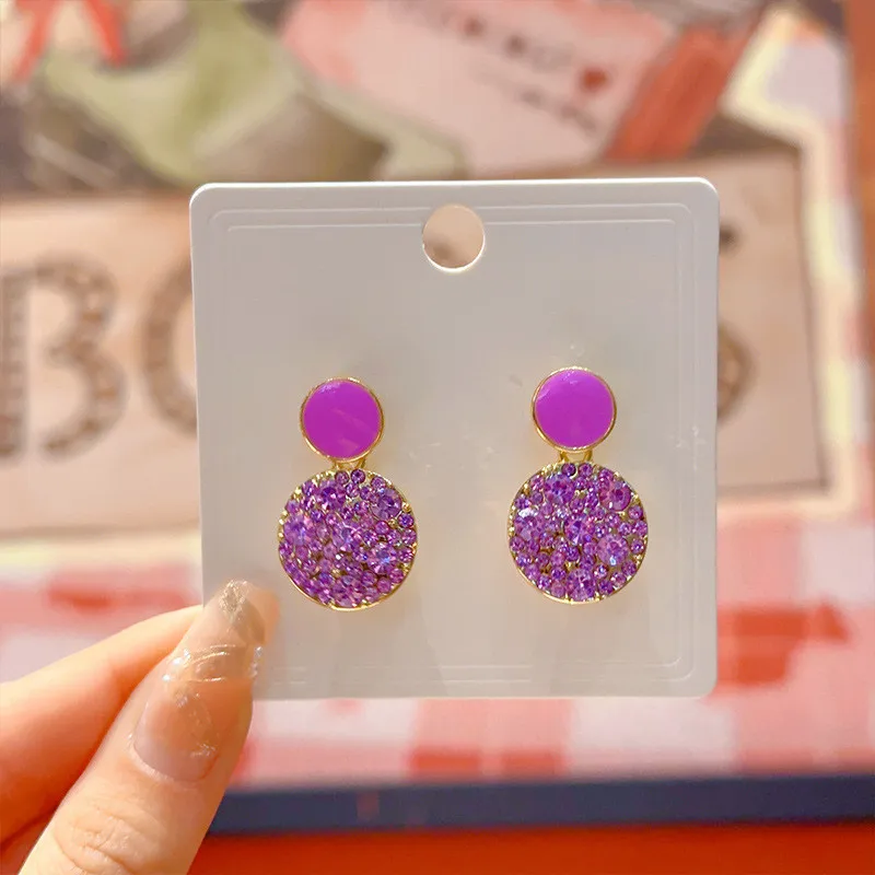 Adolph Trending Purple Circle Drop Earring Fashion Party Korean French Dangle Earrings Female Jewelry For Woman 2023 New