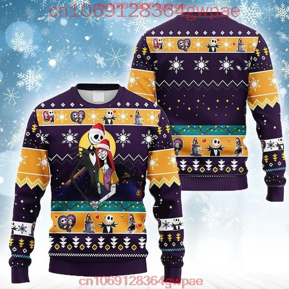 Jack And Sally Nightmare Before Christmas Ugly Sweater Men's Women's 3d Fashion Sweater Disney Ugly Christmas Sweater Tops