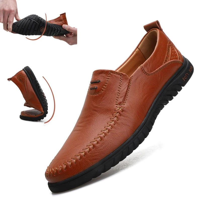 Hommes mocassins qualité en cuir de vache chaussures décontractées classique sans lacet chaussures de conduite mocassins grande taille chaussures en cuir d'affaires homme chaussures