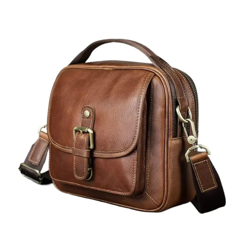 Men's retro leather messenger bag new shoulder bag men's handbag luxury