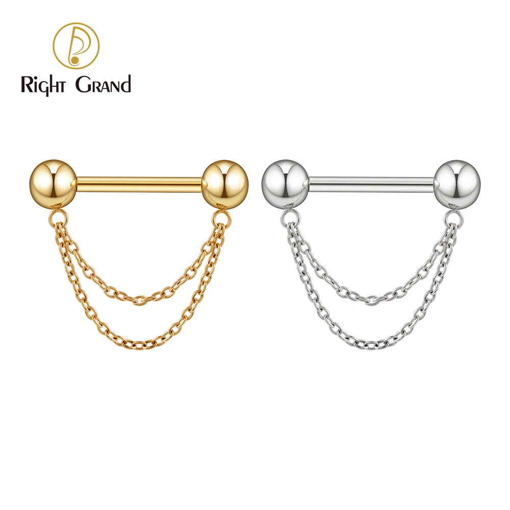 Right Grand ASTM F136 Titanium Threadless Push Pin Nipple Shield Ring with Double Chain Dangle: A Real-World Review for Wearers and New Piercings