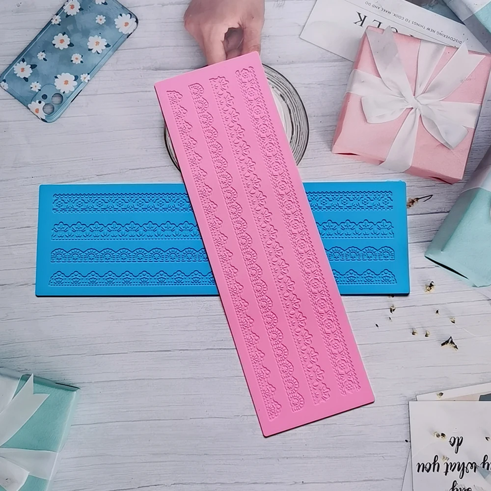 1pc Embossed lace silicone pad imprint gummy impression candy paste mold cake decoration tool chocolate baking mold