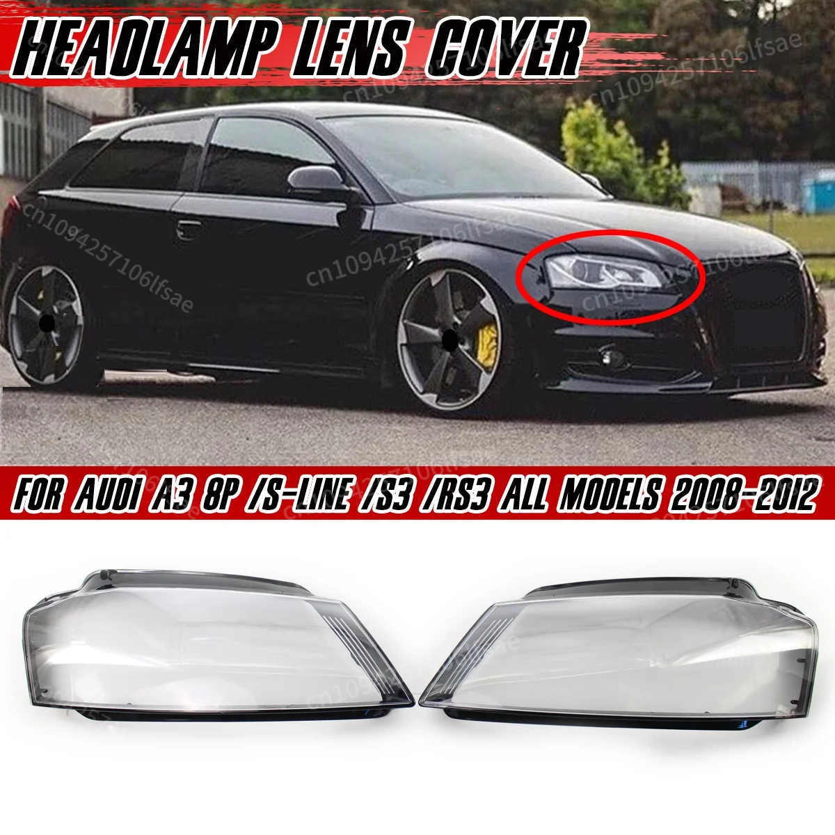 

Car Front Headlight Headlamp Lens Cover For A3 8P / S-line / S3 RS3 2008-2012 Facelift 8P0941003 Headlight Dust Lens Shell