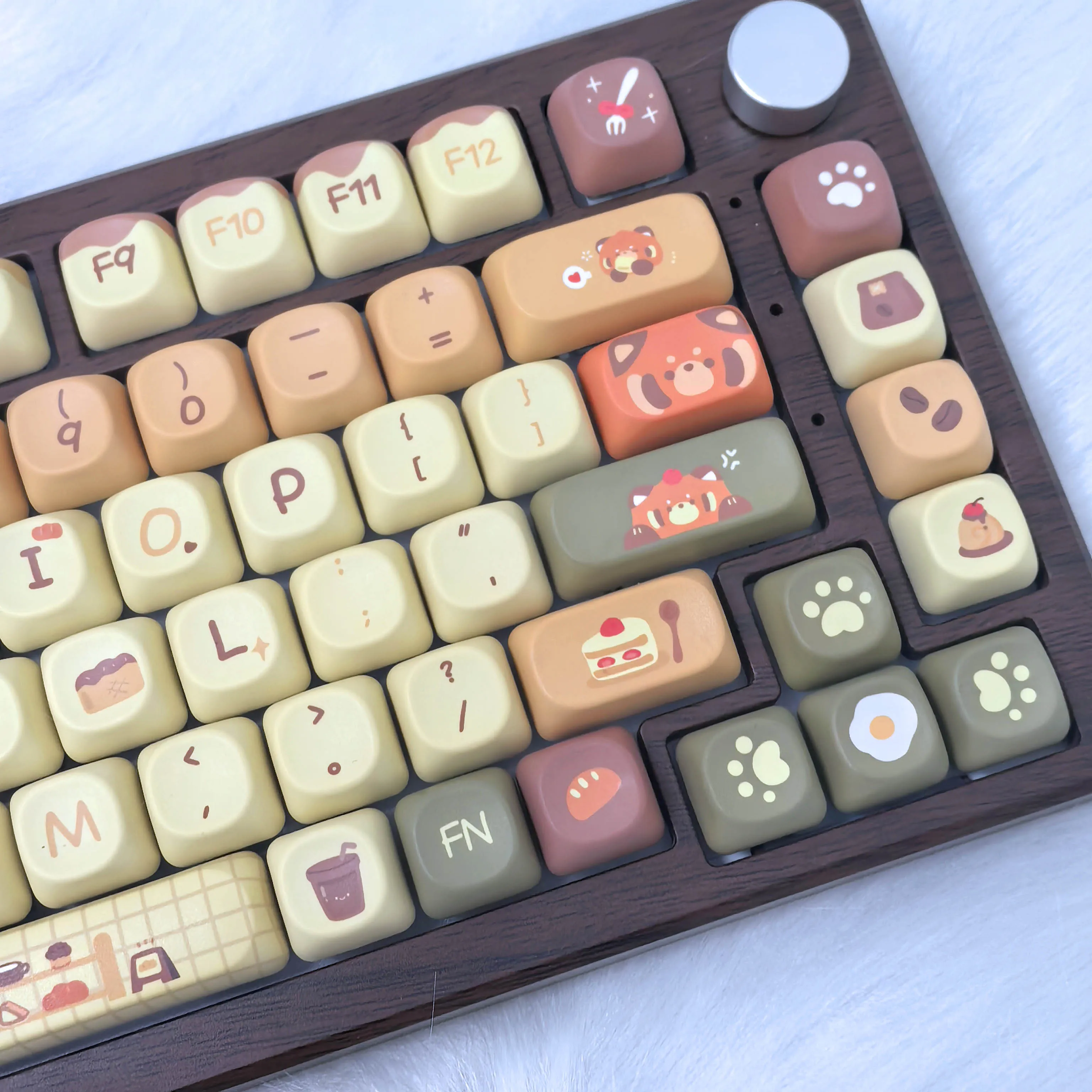 MOA Keycaps Red Panda Coffee House 기계식 키보드 액세서리 Keycap 세트 용 귀여운 레트로 컬러 키캡