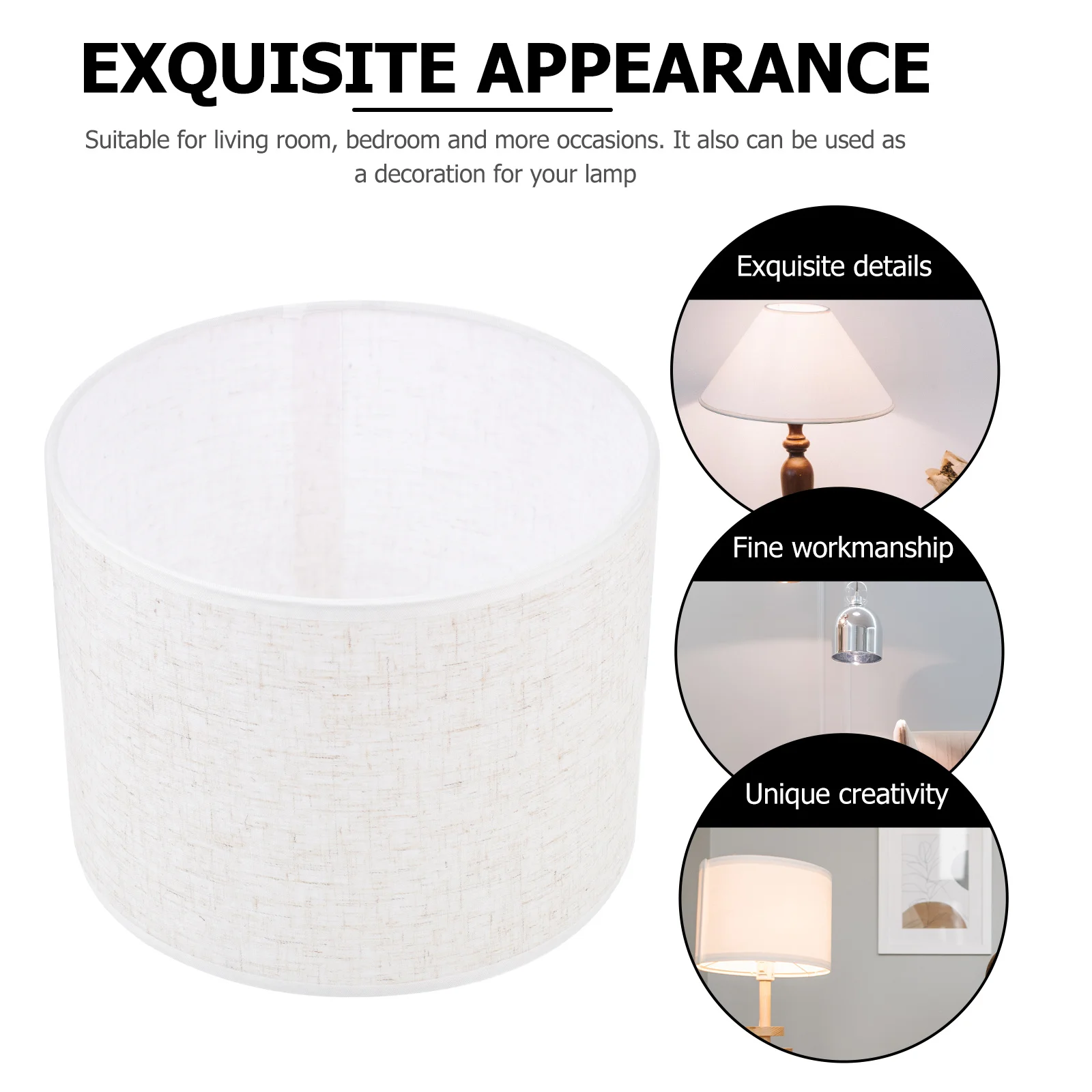 

1Pcs Linen Cloth Art Lamp Shade Premium Cylindrical Light Cover for Bedroom Living Room Decor Modern Home Light Ornament