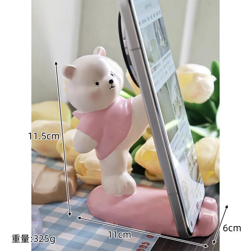 

Cartoon Lifting-Foot Bear Phone Stand - Cute Desktop Ornament, Creative & Functional Holder for Mobile Phones