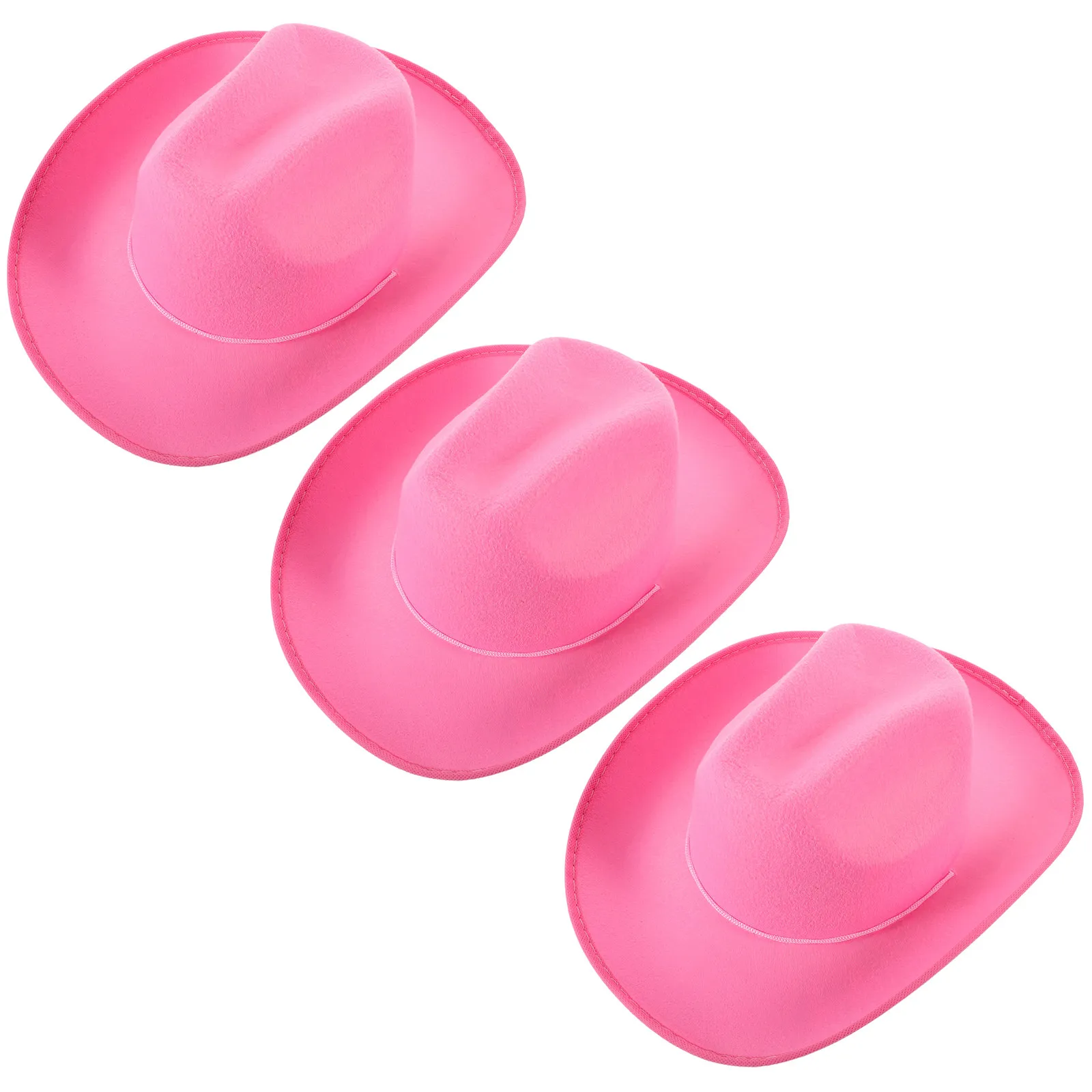 3Pcs Pink Cowgirl Hats Western Party Accessories Wide Brim Cowboy Hat for Women Festival Camping Adult Western Party Hats