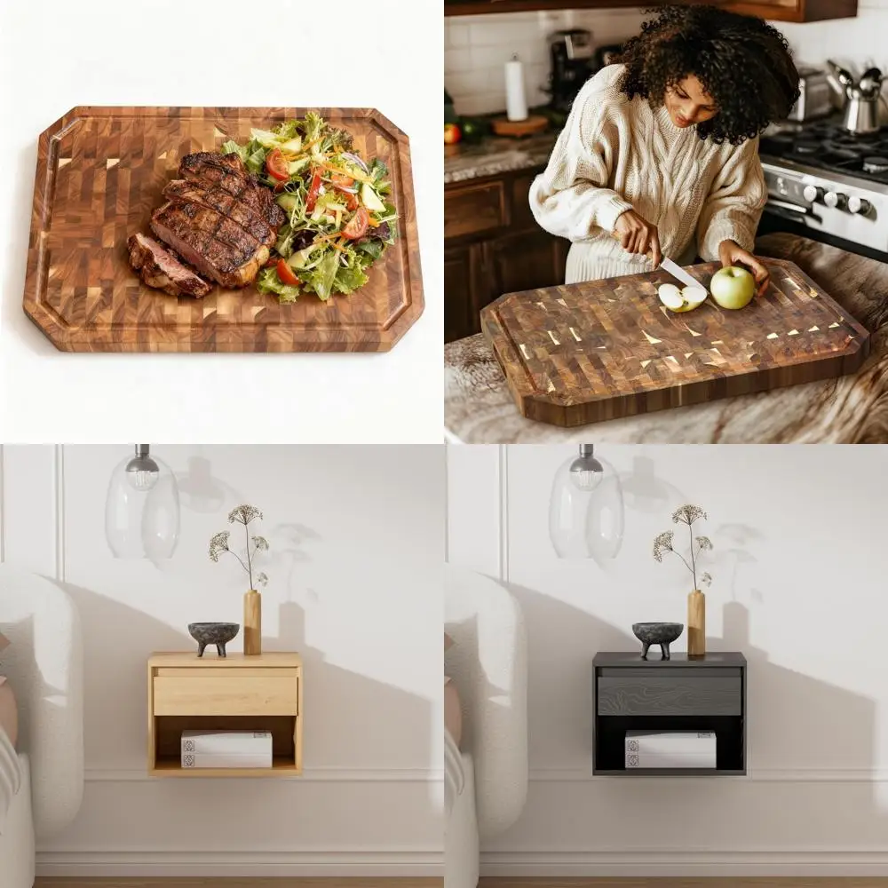 

Большая разделочная доска из дерева акации размером 22x16 дюймов для мяса, овощей, фруктов - идеальный мясной блок, большая разделочная доска